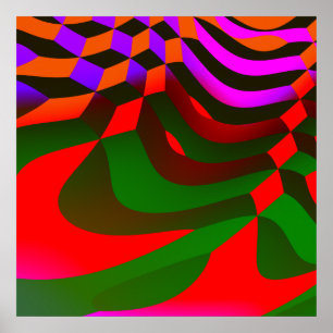 Abstrakt Blocks Cubist Print Poster