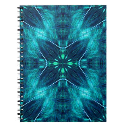 Abstrakt Bloom Aqua und Blue Fraktal Design Notizblock (Vorderseite)