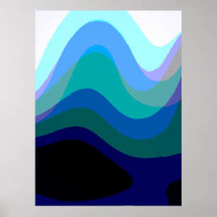 Abstrakt Blue 303 - Groovy Flows Art Poster
