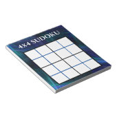 Abstrakt Blue 4x4 Sudoku-Vorlage Notizblock (angewinkelt)