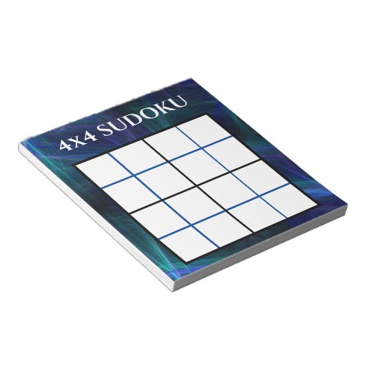 Abstrakt Blue 4x4 Sudoku-Vorlage Notizblock (angewinkelt)