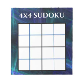 Abstrakt Blue 4x4 Sudoku-Vorlage Notizblock