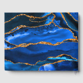 Abstrakt Blue Agate Watercolor Gästebuch (Rückseite)