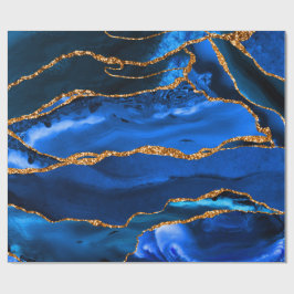 Abstrakt Blue Agate Watercolor Geschenkpapier