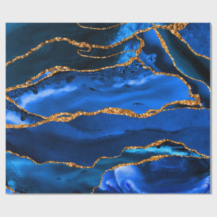Abstrakt Blue Agate Watercolor Geschenkpapier