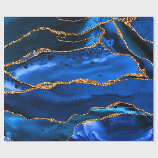 Abstrakt Blue Agate Watercolor Geschenkpapier (Flach)