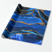 Abstrakt Blue Agate Watercolor Geschenkpapier (Ungerollt)