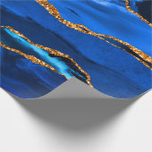 Abstrakt Blue Agate Watercolor Geschenkpapier (Ecke)