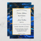 Abstrakt Blue Agate Watercolor Hochzeit Einladung (Vorne/Hinten)