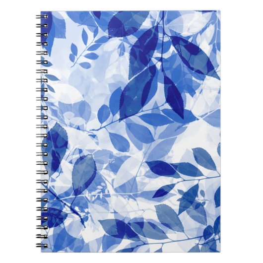 Abstrakt Blue and White Blätter Foto Notebook Notizblock (Vorderseite)