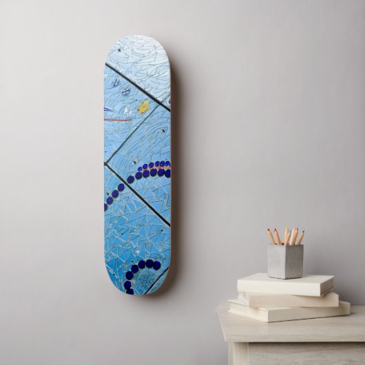 Abstrakt Blue Baltimore Geometric Mirror Mosaik Skateboard (Wandkunst)