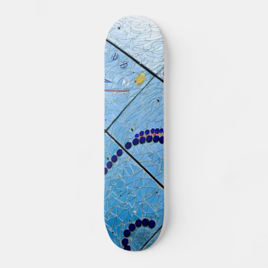 Abstrakt Blue Baltimore Geometric Mirror Mosaik Skateboard (Vorderseite)