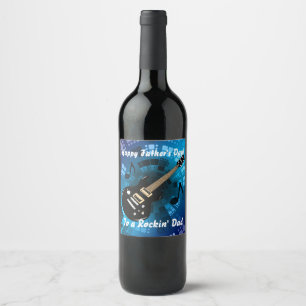 Abstrakt Blue Black Gitarre Vathers Day Rockin Vat Weinetikett