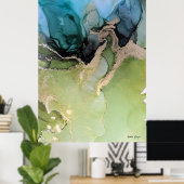 Abstrakt Blue Black Green Gold Poster (Heimbüro)
