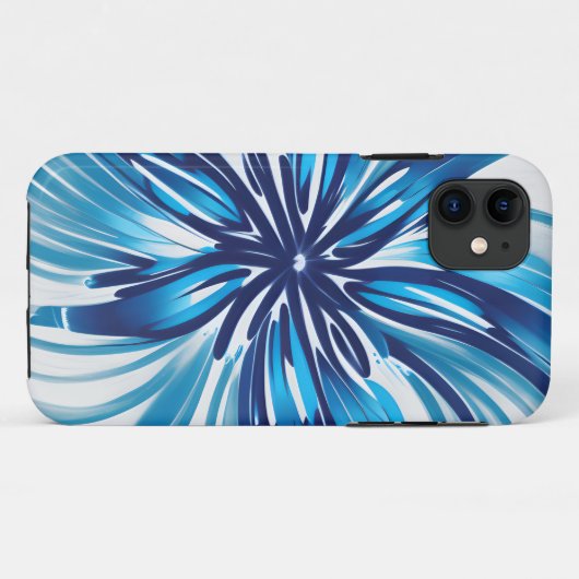 Abstrakt Blue Blume Art Deco Case-Mate iPhone Hülle (Rückseite (Horizontal))