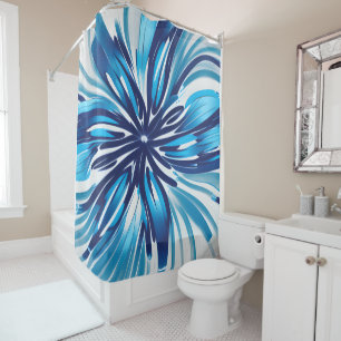 Abstrakt Blue Blume Art Deco Duschvorhang