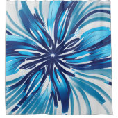 Abstrakt Blue Blume Art Deco Duschvorhang (Vorderseite)