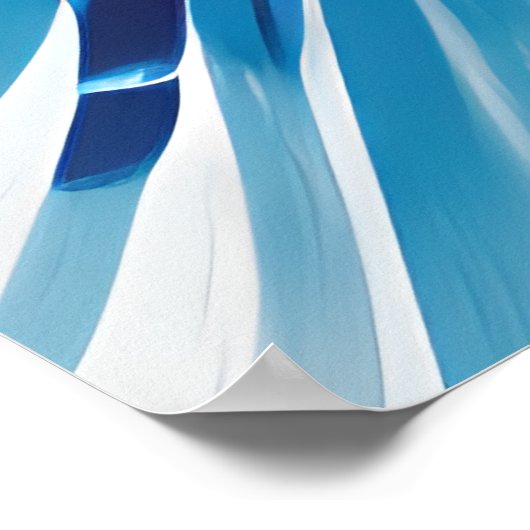 Abstrakt Blue Blume Art Deco Poster (Ecke)