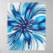 Abstrakt Blue Blume Art Deco Poster (Vorne)
