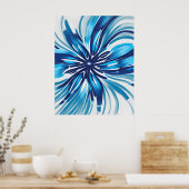 Abstrakt Blue Blume Art Deco Poster (Küche)