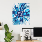 Abstrakt Blue Blume Art Deco Poster (Heimbüro)