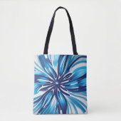 Abstrakt Blue Blume Art Deco Tasche (Vorderseite)