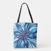 Abstrakt Blue Blume Art Deco Tasche (Rückseite)