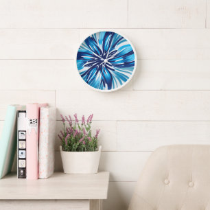 Abstrakt Blue Blume Art Deco Uhr