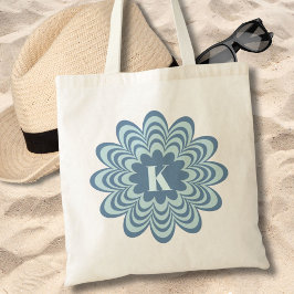 Abstrakt Blue Blume Custom Initial Tragetasche