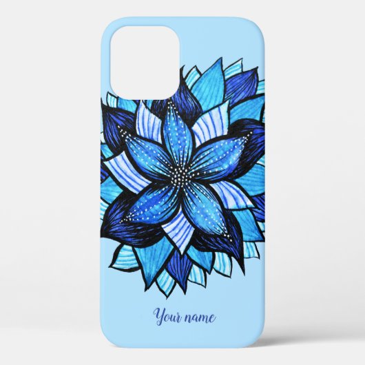 Abstrakt Blue Blume Hübsch Floral Girlanname Case-Mate iPhone Hülle (Rückseite)