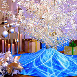 Abstrakt Blue Blume Polyester Weihnachtsbaumdecke