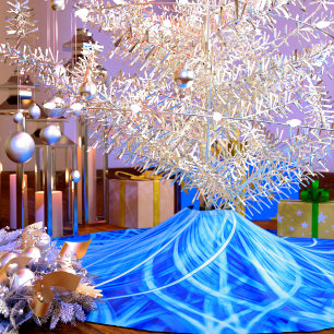 Abstrakt Blue Blume Polyester Weihnachtsbaumdecke