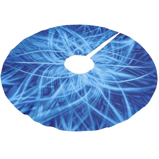 Abstrakt Blue Blume Polyester Weihnachtsbaumdecke (Schrägansicht)