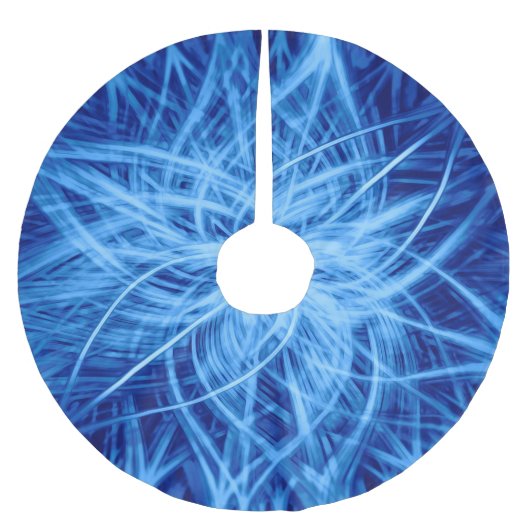 Abstrakt Blue Blume Polyester Weihnachtsbaumdecke (Vorderseite)