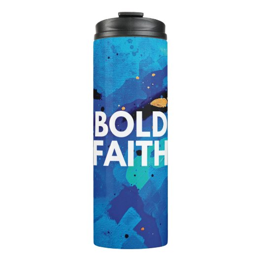 Abstrakt Blue Bold Faith Inspiration Tumbler Thermosbecher (Vorderseite)