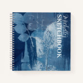 Abstrakt Blue Botanic Sketchbook Monogram Notizblock (Vorderseite)