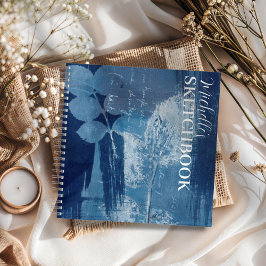 Abstrakt Blue Botanic Sketchbook Monogram Notizblock