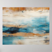 Abstrakt Blue Brown Moderne Malerei Poster (Vorne)