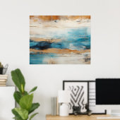 Abstrakt Blue Brown Moderne Malerei Poster (Heimbüro)