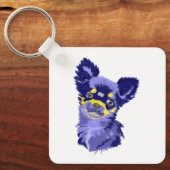 Abstrakt Blue Chihuahua Schlüsselanhänger (Vorderseite)