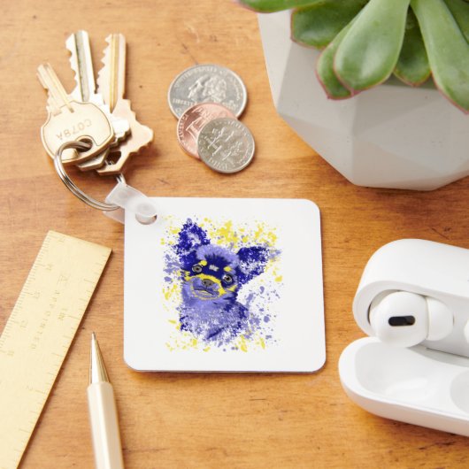 Abstrakt Blue Chihuahua Schlüsselanhänger (Schreibtisch)