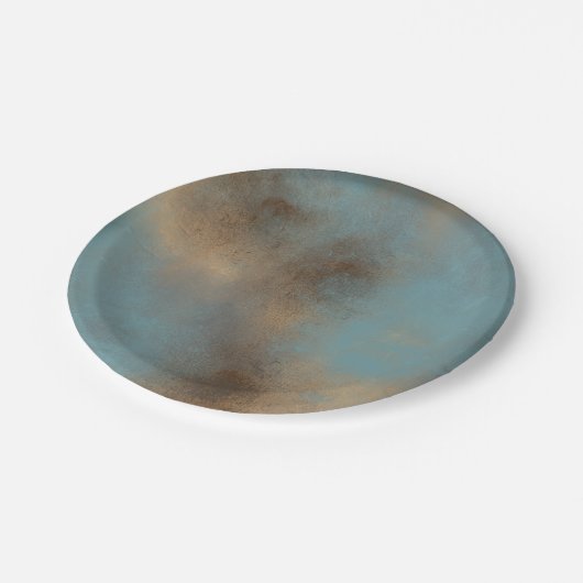 Abstrakt Blue Creme Art Pappteller (Schrägansicht)