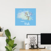 *~* Abstrakt Blue DANDELION machen ein Wunschposte Poster (Heimbüro)