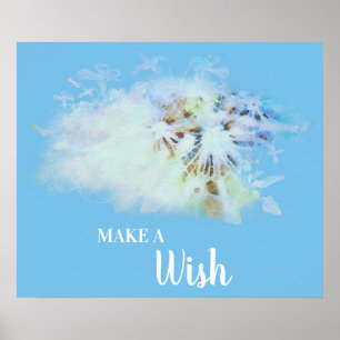 *~* Abstrakt Blue DANDELION machen ein Wunschposte Poster