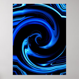 Abstrakt Blue Dolphin Art Poster