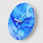 Abstrakt Blue Einzigartiges Alcohol Ink Art Große Wanduhr (Winkel)