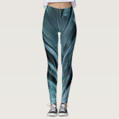Abstrakt Blue Feathery Lines Leggings (Vorderseite)