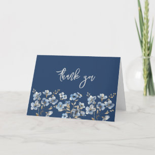 Abstrakt Blue Floral Elegante Vielen Dank Karten