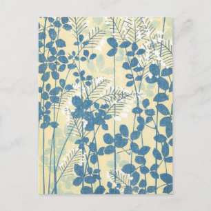 Abstrakt Blue Floral japanischer Design Postkarte