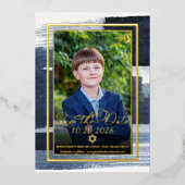 Abstrakt Blue Foto Bar Mitzvah Save the Date Real Folieneinladung (Vorderseite)